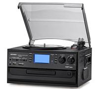 ORCC Tourne-Disque Bluetooth 10 en 1 avec Haut-Parleur intégré, Cassette CD en Vinyle et Radio FM/AM, Sortie AUX in RCA USB MP3, Prise Casque, Tourne-Disque Compact