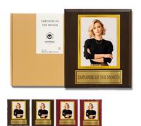 orchidcoa Plaque encadrée Employee of The Month - 20,3 x 25,4 cm - Peut contenir une photo de 10,2 x 15,2 cm - Noyer noir - Angle droit