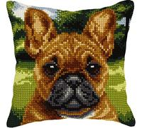 Orchidea Cross Stitch Cushion Kit de broderie au point de croix pour chien, Dog 4, 40 x 40 cm