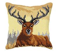 Orchidea Cross Stitch: Cushion Point de Croix : kit de Coussin, Deer, 40 x 40 cm