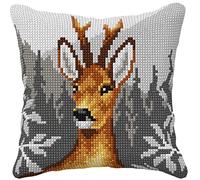 Orchidea Cushion Cross Stitch Kit de Point de Croix pour Coussin, Deer, 40 x 40 cm
