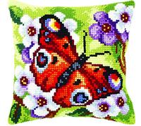 Orchidea - Kit de Coussin à Broder au Point de Croix - Papillon - Toile Imprimée - 4.5 Compter - Pour Adultes - 30.9379