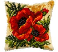 Orchidea - Kit à Crochet de Coussin - Coquelicot - Toile Imprimée - 4.5 Compter - Pour Adultes - 30.4087
