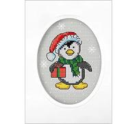 Orchidea Kit de broderie au point de croix pour carte de vœux Motif pingouin de Noël