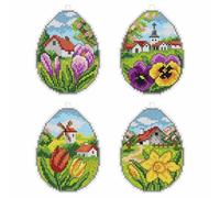 Orchidea Kit de broderie au point de croix : Œufs de printemps : Lot de 4