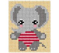 Orchidea kit de broderie : Mon premier éléphant, Multi, 17 x 20.5 cm