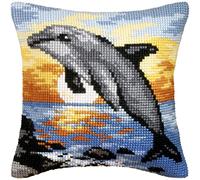 Orchidea - Kit de Coussin à Broder au Point de Croix - Dauphin - Toile Imprimée - 4.5 Compter - Pour Adultes - 30.9065