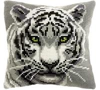 Orchidea - Kit point de croix coussin - Tigre blanc - Toile imprimée - 4,5 fils - Pour adultes - 9531