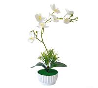 Orchidée artificielle avec 7 têtes pour décoration de salon, bureau en pot classique, conçue pour un attrait visuel durable (blanc)