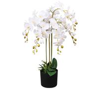 Orchidée Artificielle avec Pot Résistante à la Décoloration aux UV Faux Plante 75 cm Blanche