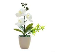 Orchidée artificielle avec vase décoratif pour un style d'intérieur moderne, fleurs réalistes et structure foliaire pour toutes les saisons (View White)