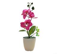 Orchidée artificielle avec vase pour bureau et maison, centre de table floral réaliste, convient pour divers besoins de décoration intérieure (violet rouge)
