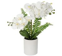 Orchidee Artificielle Blanche en Pot avec Blanc céramique de planteur 40cm/15" de Haut, Fausse Orchidee pour Décoration de La Maison Bureau Chambre la décoration d'intérieur