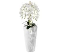botle Bouquet d'orchidée artificielle en cascade - En pot - Blanc - Hauteur : 115 cm - Pour la décoration de la maison et du bureau - Orchidée artificielle en pot