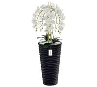 Orchidée artificielle - BOTLE - Bouquet blanc - Pot haut anthracite - H 115 cm - Fleurs réalistes