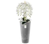 Orchidée artificielle - BOTLE - H 110 cm - Fleurs blanches - Pot en béton - Entretien facile