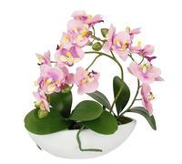 Orchidée artificielle dans un bol - 27 cm - Orchidée artificielle phalaenopsis avec pot - Décoration de mariage - Papillon Phalaenopsis - Fleur décorative en soie - Arrangements floraux - Rose