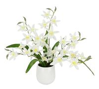 Orchidée artificielle - Dendrobium - 38 cm - Avec feuilles dans un pot - Fleur artificielle - Orchidée artificielle - Phalaenopsis comme de véritables branches d'orchidées - Plante artificielle -
