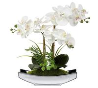 Orchidée Artificielle Phalaenopsis en Pot argenté - 38,1 cm - Fausse Fleur pour Centre de Table, Salon, décoration d'intérieur