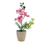 Orchidée artificielle réaliste dans un vase décoratif pour salon, chambre à coucher ou espace de bureau, pétales et feuilles réalistes, sans entretien nécessaire (en rouge)