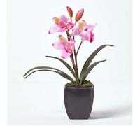 Orchidée artificielle rose en pot noir 38 cm