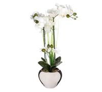Atmosphera Orchidée artificielle vase céramique argent H53 cm