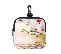 Orchidée Blanche dans l'étang,Pochette de Rangement carrée à Fermeture éclair, Porte-Monnaie en néoprène, Petit Portefeuille, Pochette à Monnaie, Porte-Monnaie