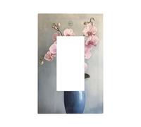 Orchidée dans un vase bleu - Plaque murale à bascule simple - Décoration pour la maison, la cuisine, la salle de bain