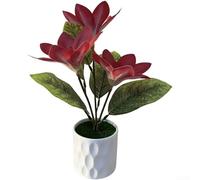 Orchidée de magnolia artificielle dans un pot pour décoration d'intérieur avec profil compact, convient pour les petits et grands espaces (rouge)
