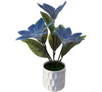 Orchidée de magnolia artificielle dans un pot pour décoration d'intérieur avec profil compact, convient pour les petits et grands espaces (bleu)