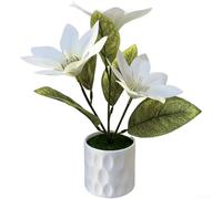 Orchidée de magnolia artificielle dans un pot sur pied pour décoration d'intérieur avec profil compact, convient pour les petits et grands espaces (blanc)