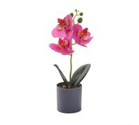 Orchidée décorative en plastique dans un pot à placer verticalement adjacent comme près des miroirs, œuvres d'art ou étagères intégrées (rouge)