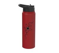 Orchidée fleur ligne art tatouage style Stainless Steel Insulated Water Bottle