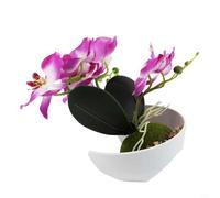 Orchidée papillon artificielle dans un pot stylisé pour espaces intérieurs y compris le salon et les tables de mariage (violet)