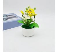 Orchidée phalaenopsis artificielle compacte dans un pot sur pied pour décoration de bureau, convient aux petits espaces de vie intérieurs (jaune)