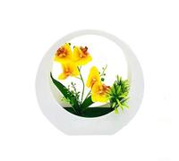 Orchidée phalaenopsis artificielle élégante dans un pot mural avec arrangement réglable pour une décoration d'intérieur élégante (jaune)