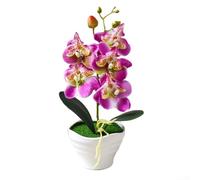 Orchidée phalaenopsis artificielle en pot - 27 cm - Avec 5 têtes de fleurs en soie - Bonsaï pour décoration de maison, mariage, bureau - Violet