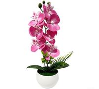 Orchidée phalaenopsis artificielle en pot - 7 fleurs - Rose