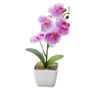 Orchidée phalaenopsis artificielle en pot avec 5 têtes florales, arrangement floral réaliste en plastique pour la maison, le bureau, un mariage, une fête et une boutique, pot de fleurs artificielles