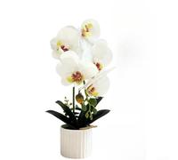 Orchidée phalaenopsis artificielle en pot, orchidée papillon réaliste avec pétales de colle douce, nécessite peu d'entretien, pour la maison, le bureau, la table de mariage, la décoration de bureau