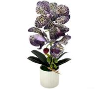 Orchidée phalaenopsis artificielle en pot, orchidée papillon réaliste avec pétales de colle douce, nécessite peu d'entretien, pour la maison, le bureau, la table de mariage, la décoration de bureau