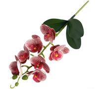 Orchidée phalaenopsis artificielle imprimée en 3D avec 7 unités florales et 3 éléments de feuille sur tige unique pour intérieur et extérieur (poudre à pois)