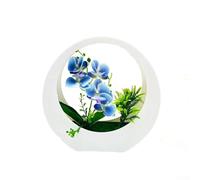 Orchidée phalaenopsis artificielle murale avec branches pliables pour une forme personnalisée et une décoration d'intérieur sophistiquée (bleu)