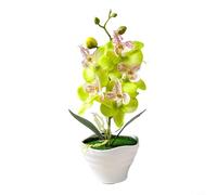 Orchidée phalaenopsis décorative en pot - Fleurs en soie et feuilles en plastique pour une décoration intérieure élégante (A)