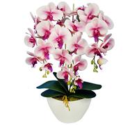 Orchidees artificielles blanches et roses, 60 cm, pot decoratif blanc