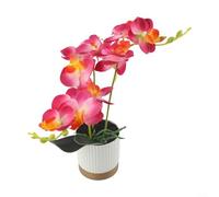 Orchidées artificielles dans une solution de rempotage élégante, un moyen sans effort d'égayer votre espace de vie (rose rouge)