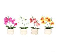Orchidées artificielles en soie avec vase intégré pour centre de table utilisation dans les espaces de vie multifonctions (rouge foncé)