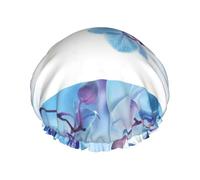 Orchidées Fleurs Naturelles,Bonnet de douche/bonnet de nuit double couche imperméable et élastique, bonnet de bain réutilisable