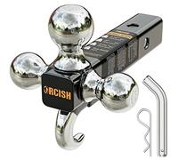 ORCISH Support d'attelage de remorque Tri-Ball avec Crochet et goupille, Taille de la Boule de remorque : 4,5 cm, 5,1 cm et 6,3 cm, Convient pour récepteur d'attelage de 5,1 cm, attelage de Camion à
