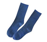 Orcle Lot de 2 paires de chaussettes à paillettes pour femme Style rétro - bleu marine - taille unique